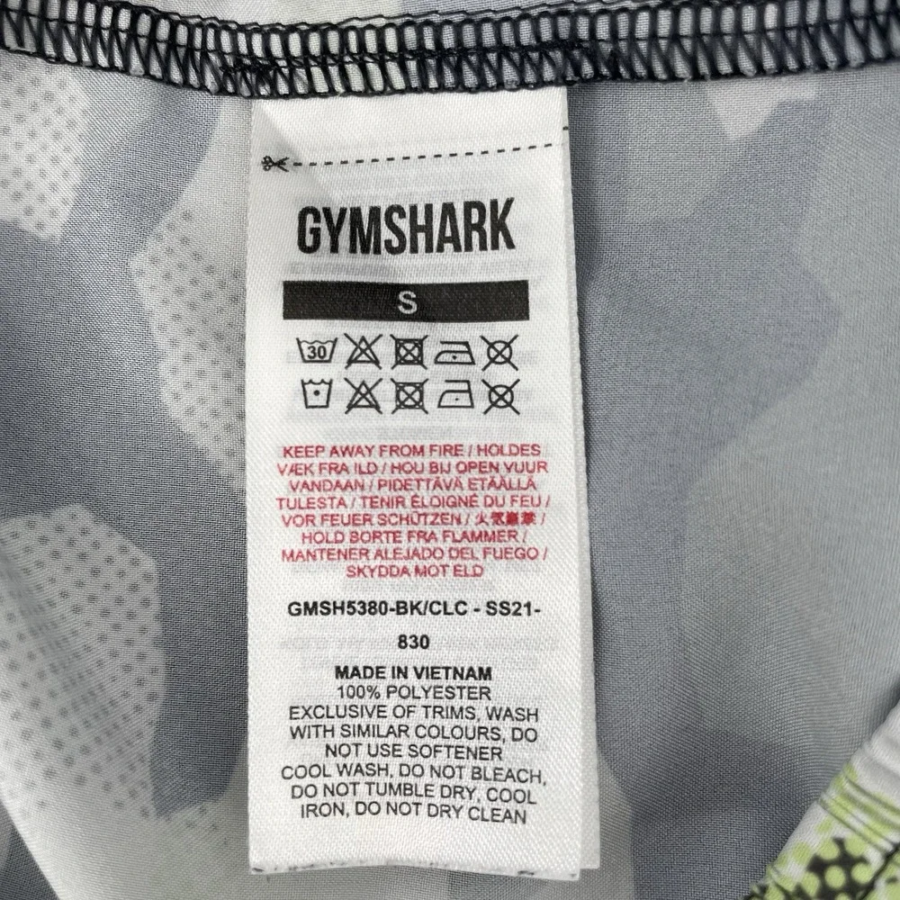 Gymshark Men's Small Camo Training‎ Shorts Green Black Drawstring Athletic Gym